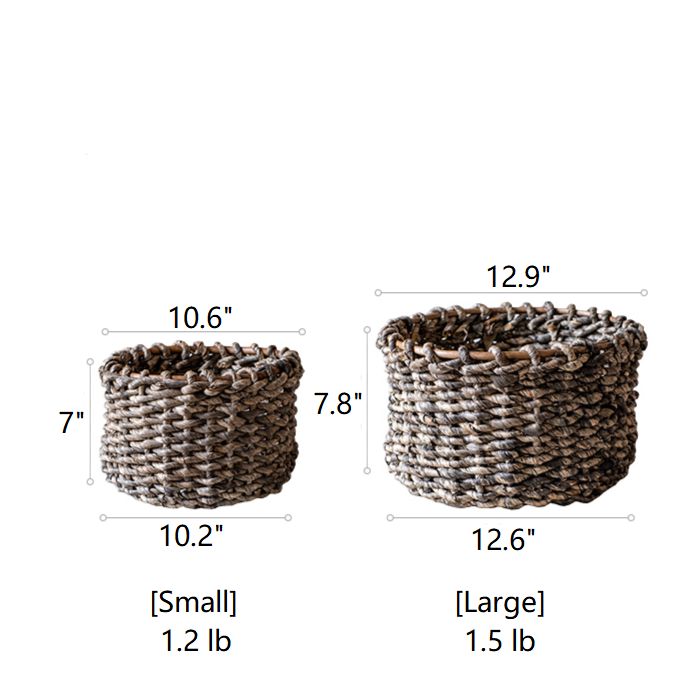 Natural Brown Straw Round Basket