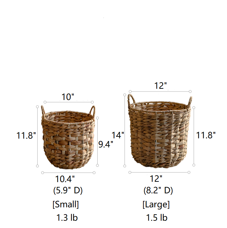 Natural Straw Round Basket with Handles