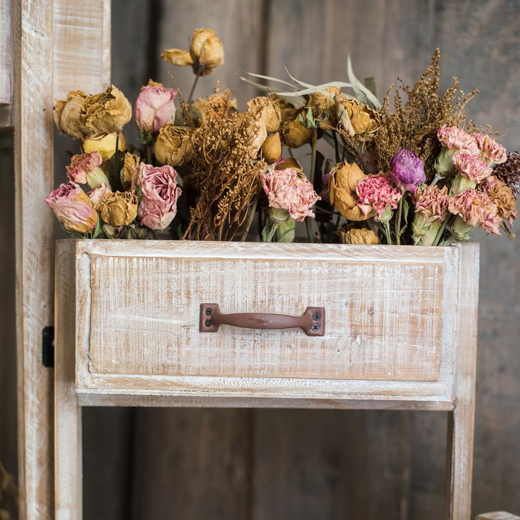 Solid Wood Drawer Style Decorative Plant Stand