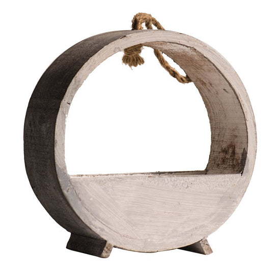 Solid Wood Hanging Planter Round Shape Planter