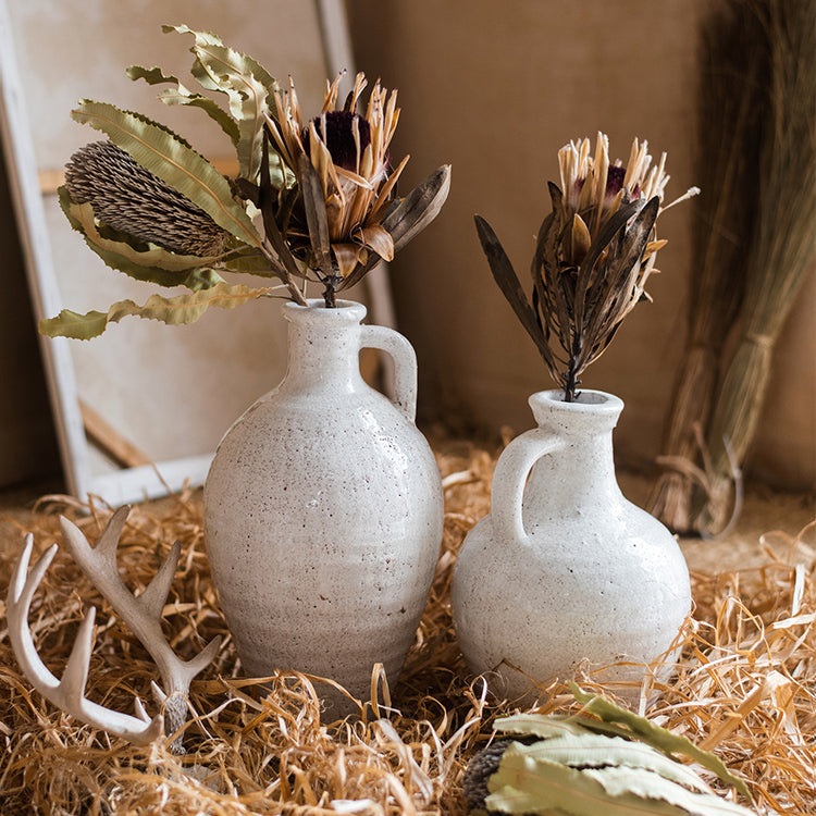 White Ceramic Vase Small Opening Vase