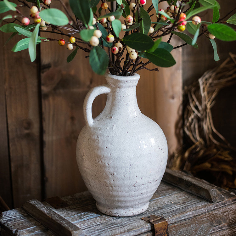 White Ceramic Vase Small Opening Vase