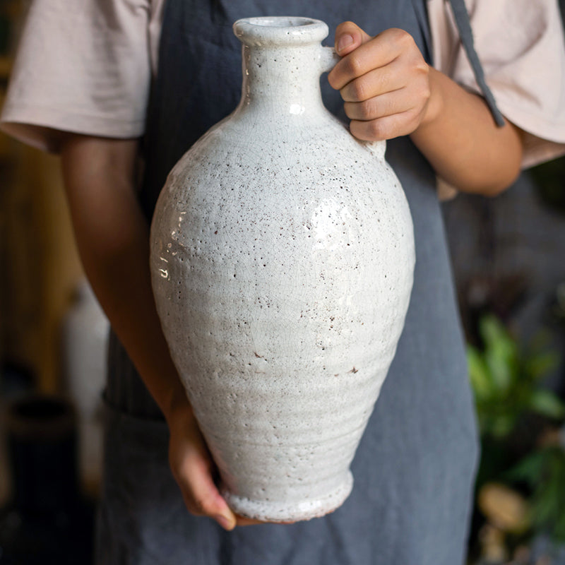 White Ceramic Vase Small Opening Vase