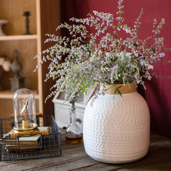 White Flower Vase Glazed Ceramic Vase