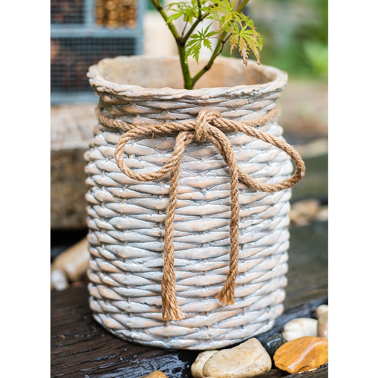 Willow Style Ribbon Concrete Flower Pot