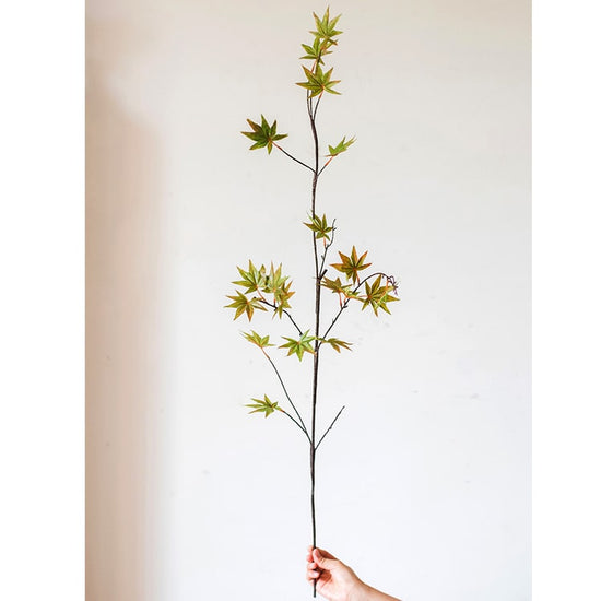 Silk Zen Style Green Maple Leaf Stem 43" Tall