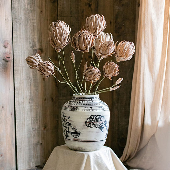 Giant Zen Style Ink Painting Terracotta Floor Pot