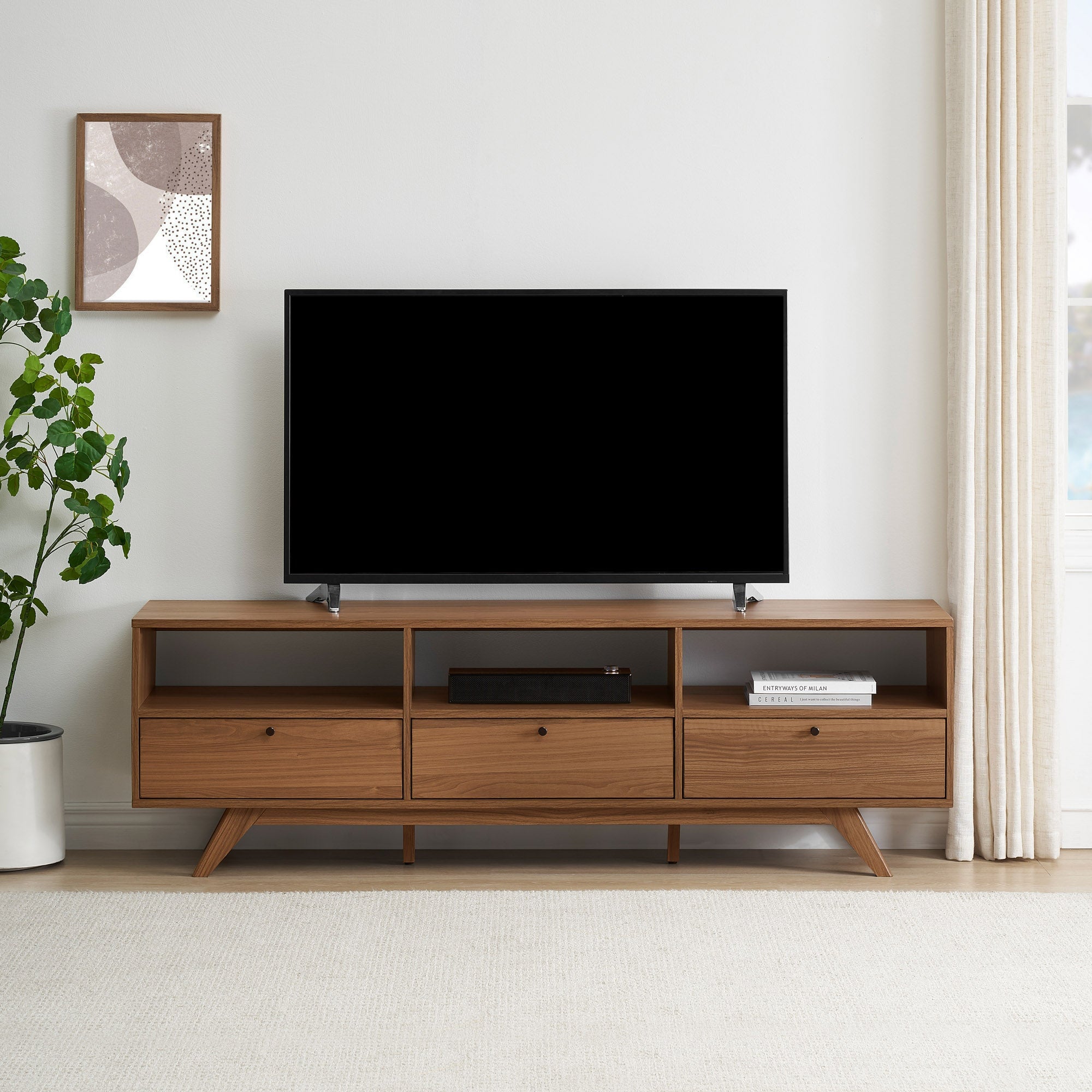 Kela Mid-Century Modern 3-Door TV Stand