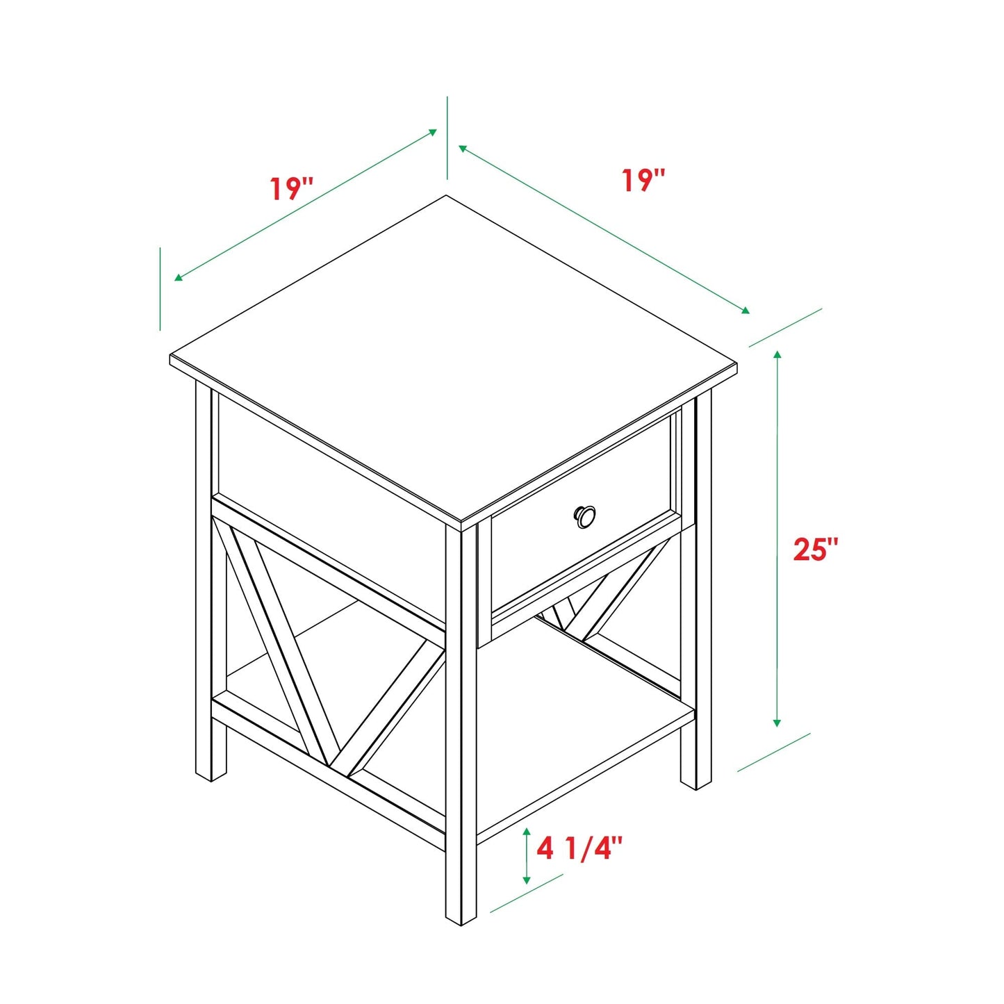 Natalee Wood Nightstand / Side Table