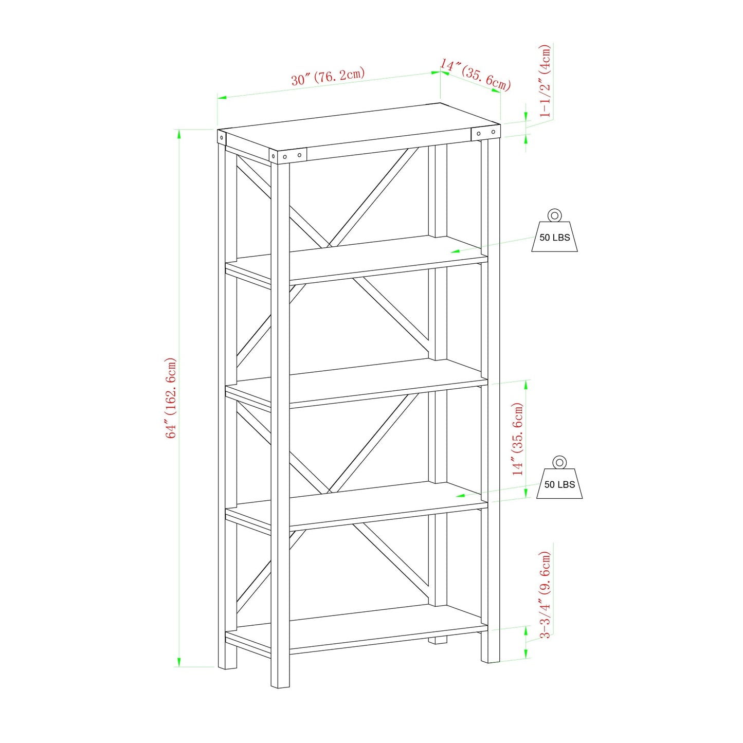 Metal X Bookshelf