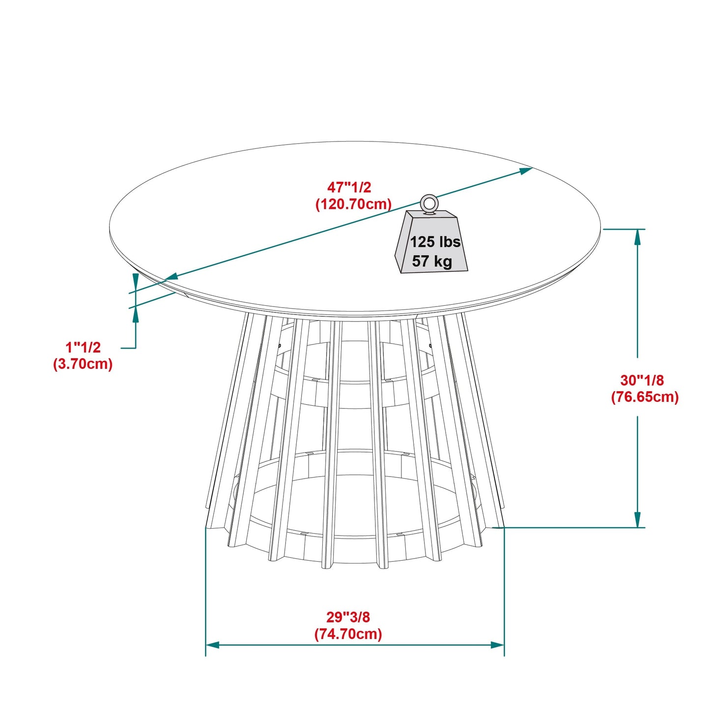 Modern 48 Round Solid Wood Dining Table