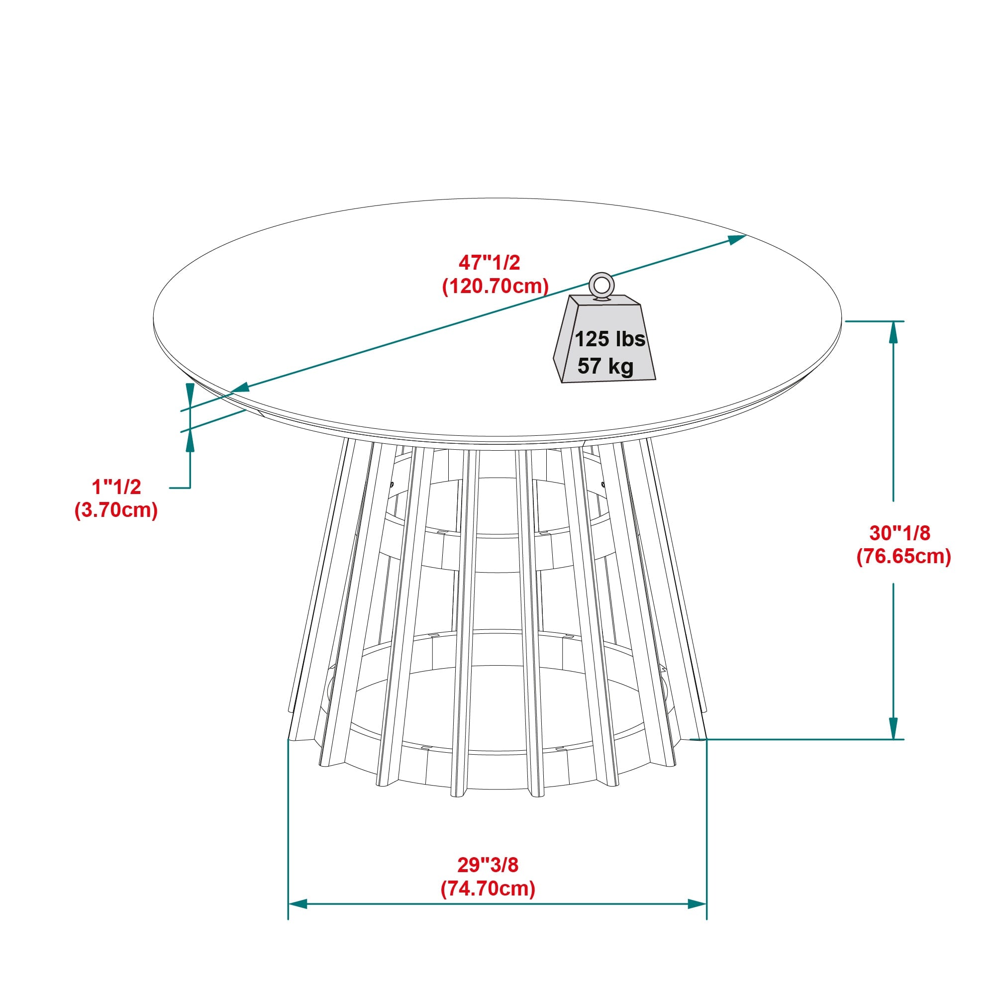 Modern 48 Round Solid Wood Dining Table