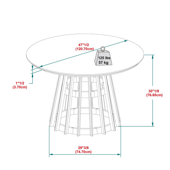 Modern 48 Round Solid Wood Dining Table