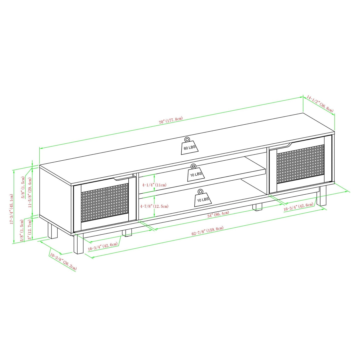 Hamkke Boho 2-Door Faux Rattan TV Stand