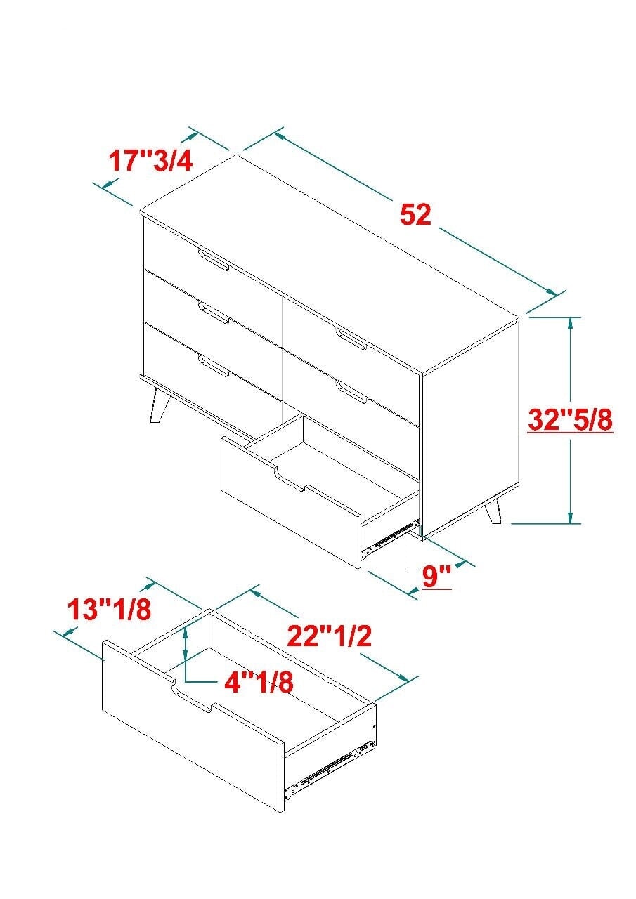 Hans Mid-Century Modern Angle-Leg Dresser