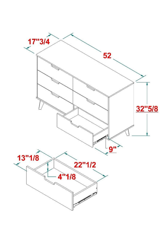 Hans Mid-Century Modern Angle-Leg Dresser