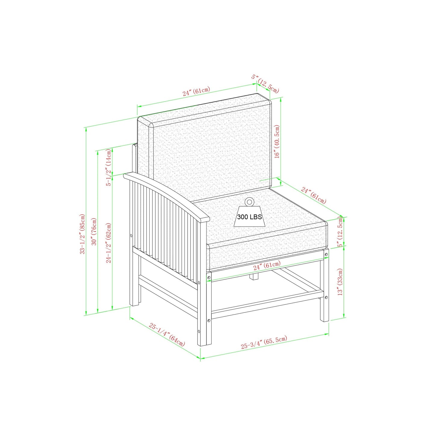 Midland Modern Solid Wood 5-Piece Outdoor Sectional Set