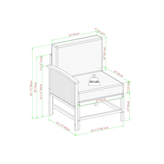 Midland Modern Solid Wood 5-Piece Outdoor Sectional Set