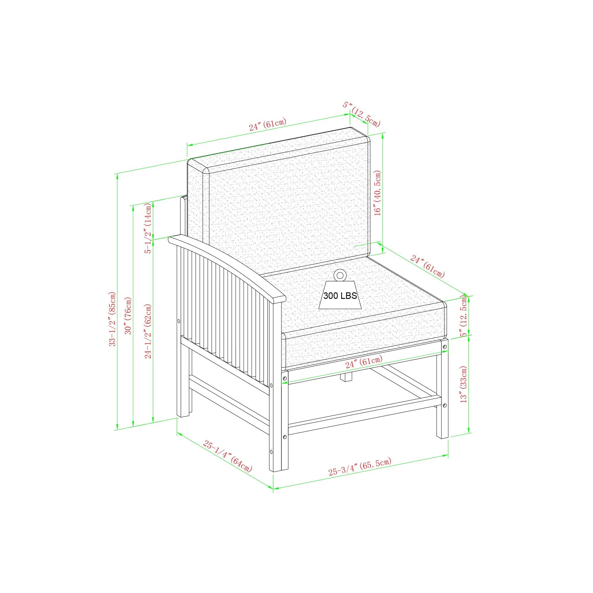 Midland Modern Solid Wood 3-Piece Outdoor Sectional Set