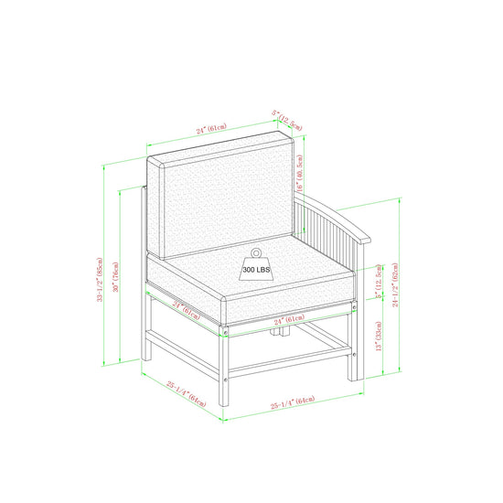 Midland Modern Solid Wood 5-Piece Outdoor Sectional Set