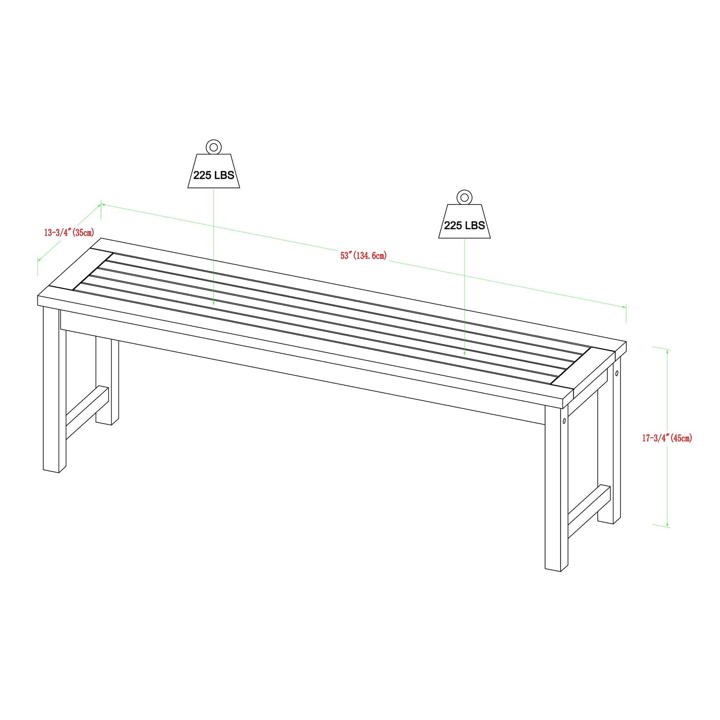 Midland Acacia Wood Outdoor Patio Bench