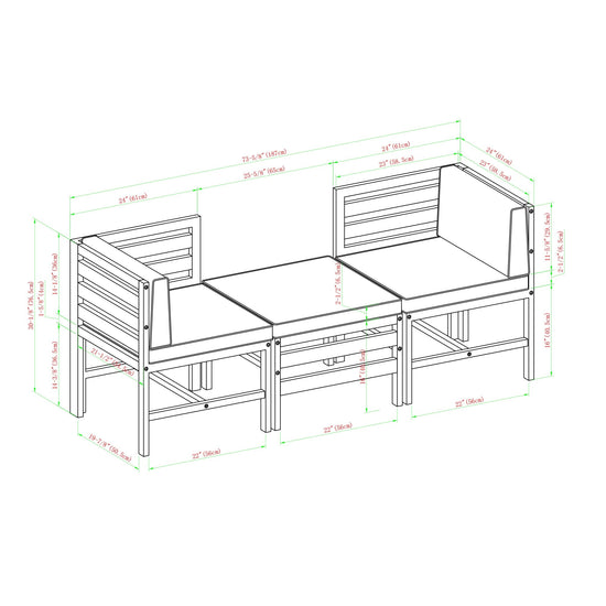 Modern Cushioned Modular 6 Piece Acacia Patio Set