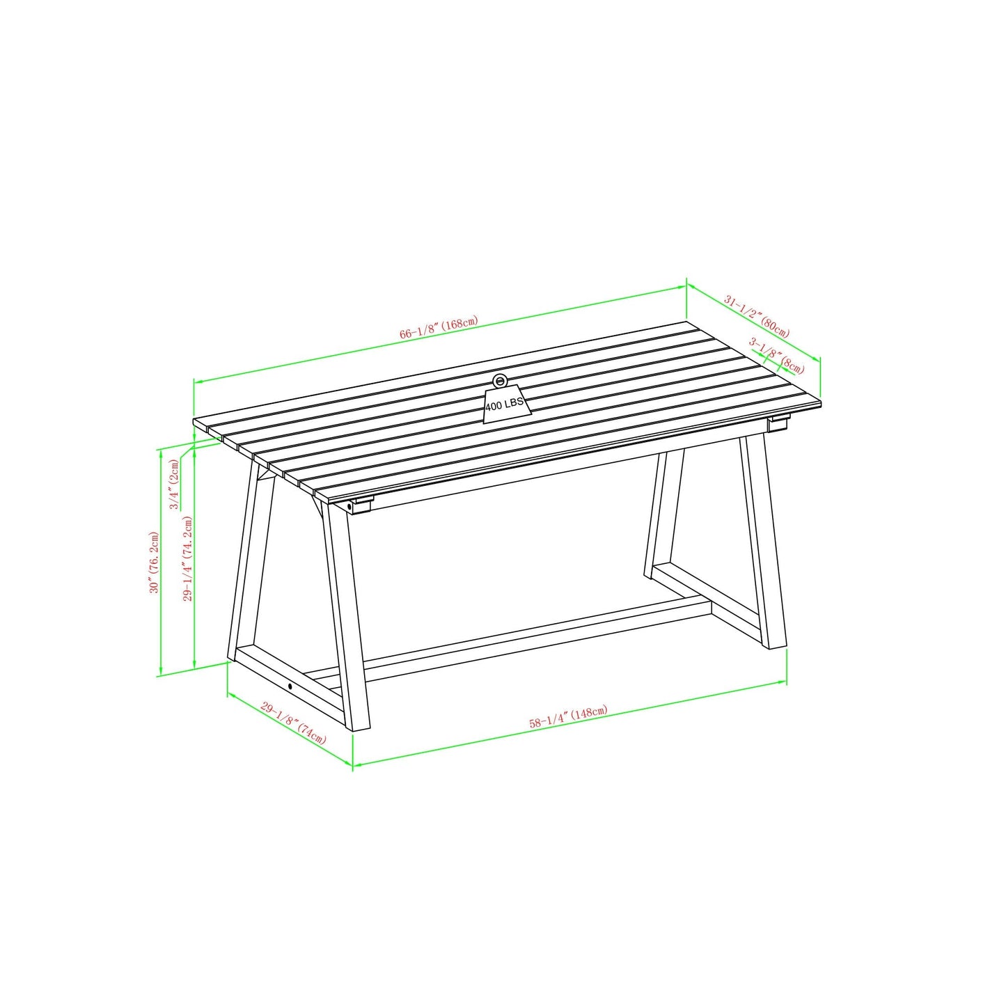 Prenton Modern Solid Wood Geometric Outdoor Dining Table