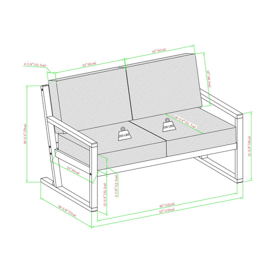 Prenton Modern Solid Wood Slatted Outdoor Loveseat