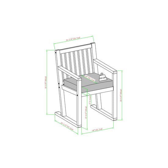 Prenton 2-Piece Modern Solid Wood Slatted Outdoor Dining Chair