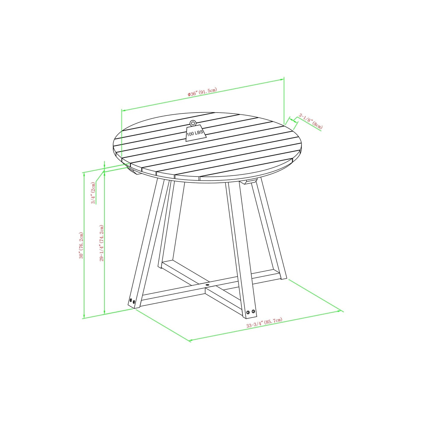 Prenton 5-Piece Modern Solid Wood Geometric Outdoor Dining Set