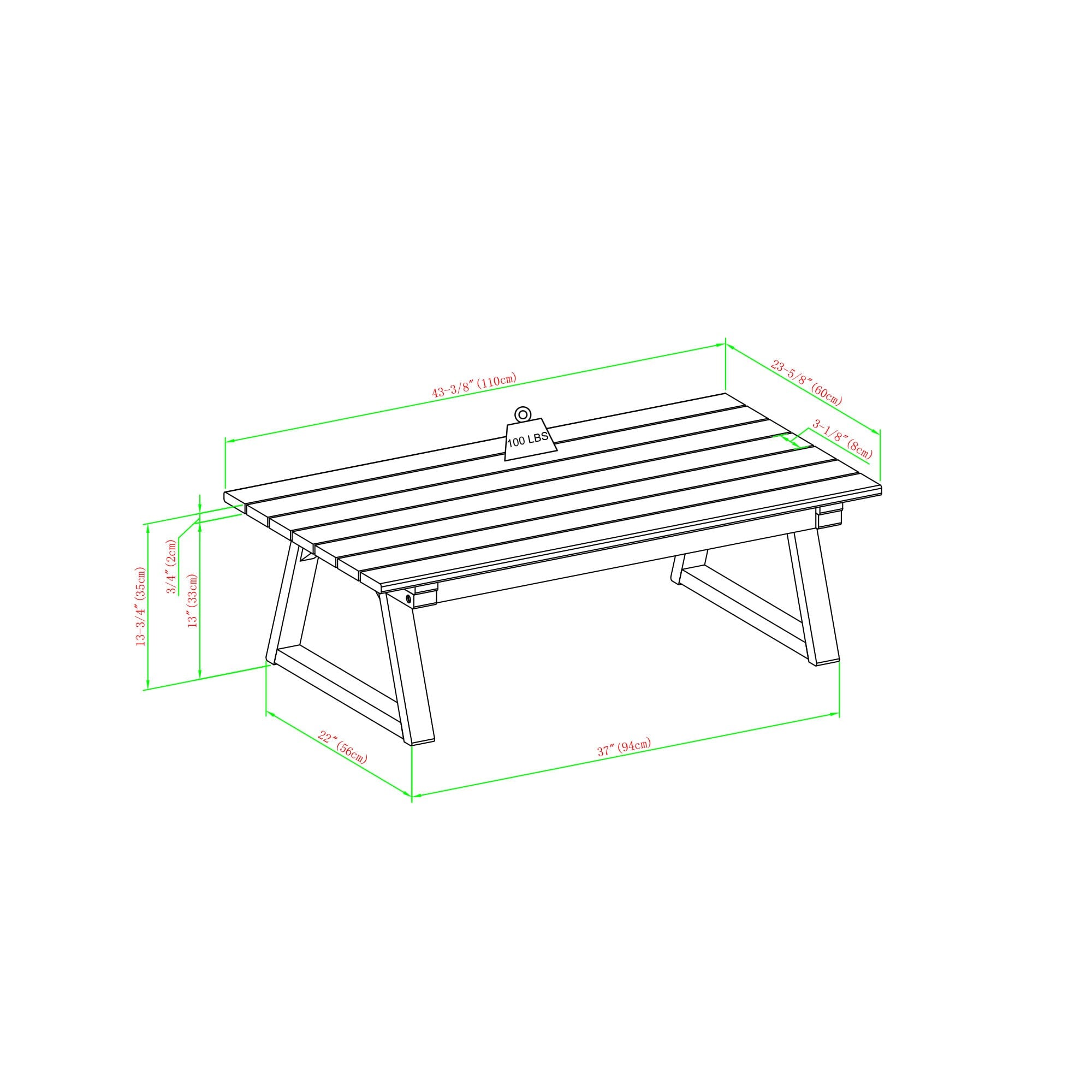 Prenton Modern Slat-Top Patio Coffee Table