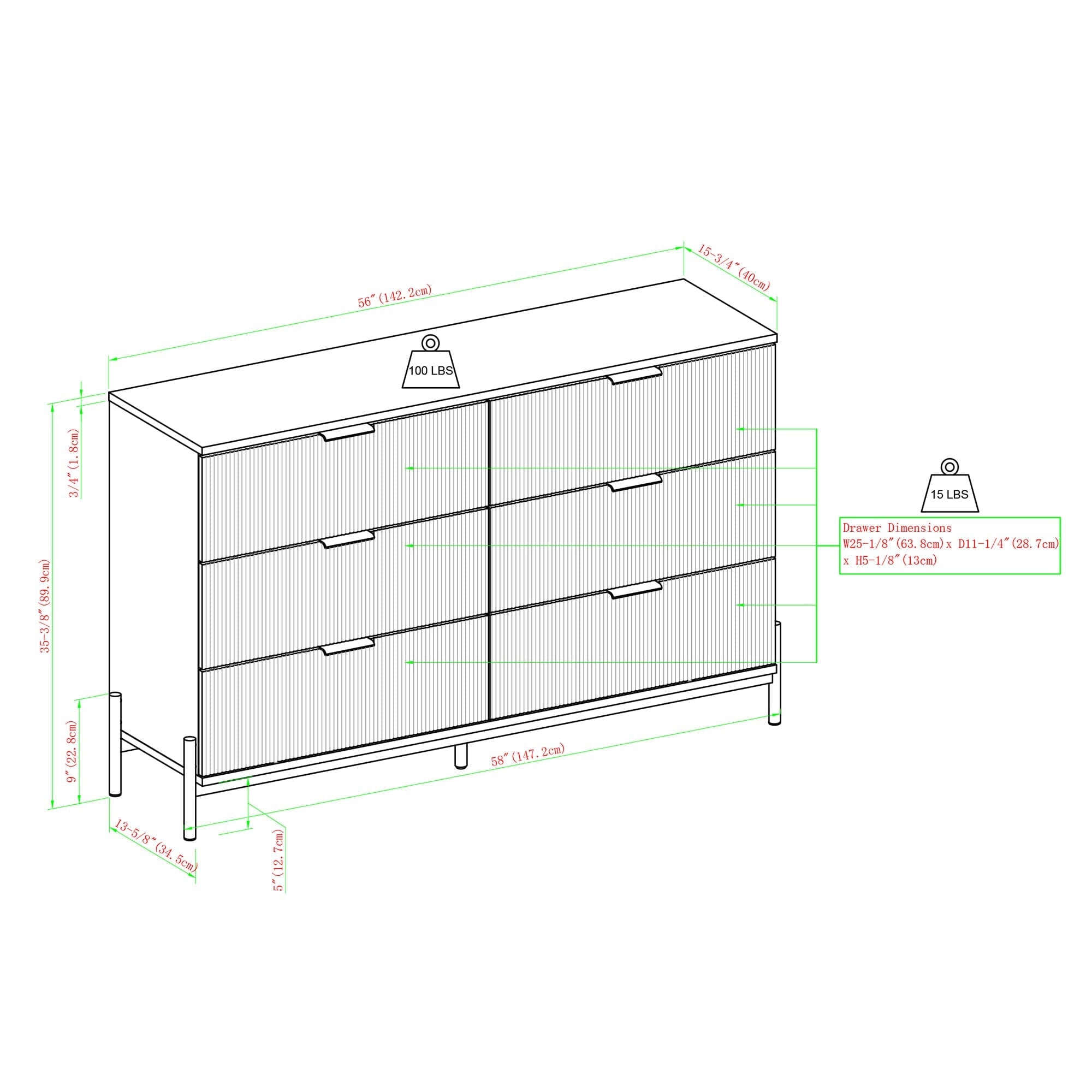 Paris Modern Scandinavian Reeded Dresser