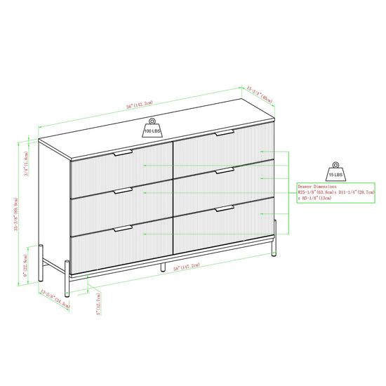 Paris Modern Scandinavian Reeded Dresser