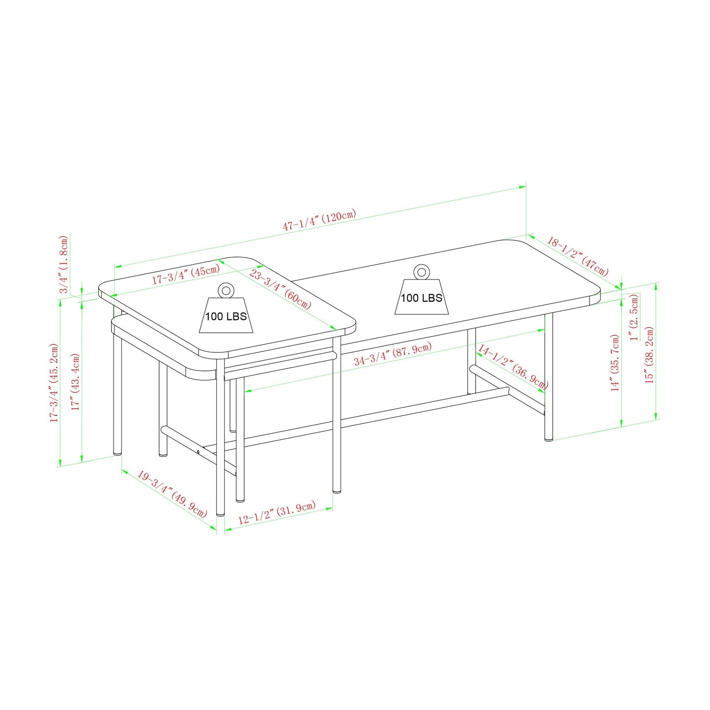 Reema 2-Piece Modern Nesting Coffee Table