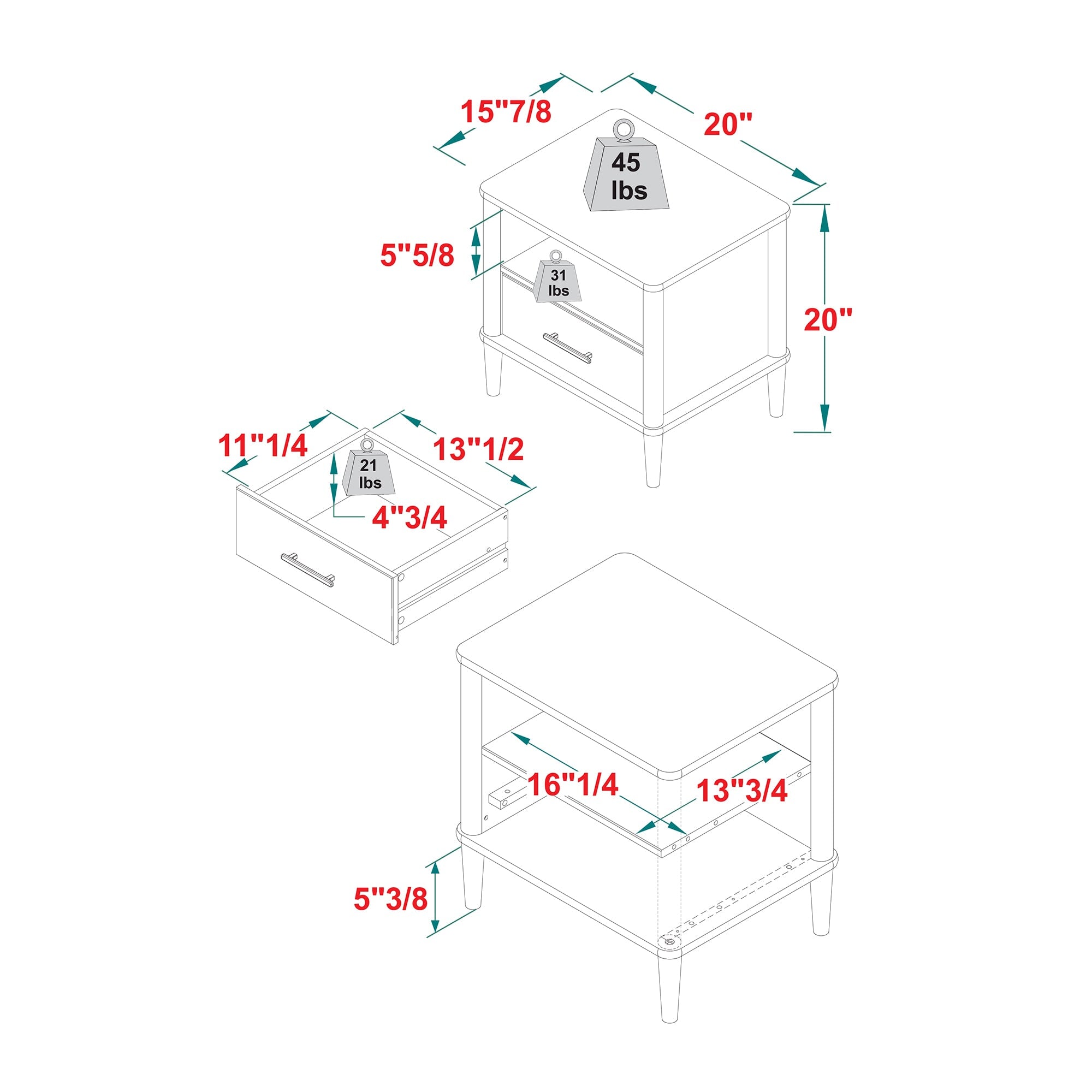 Spindle Transitional 1-Drawer Nightstand