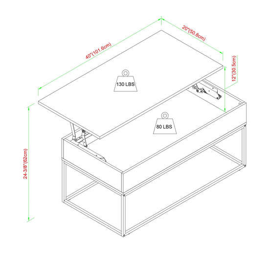 Tyson Modern 40 Wood and Metal Lift Top Coffee Table