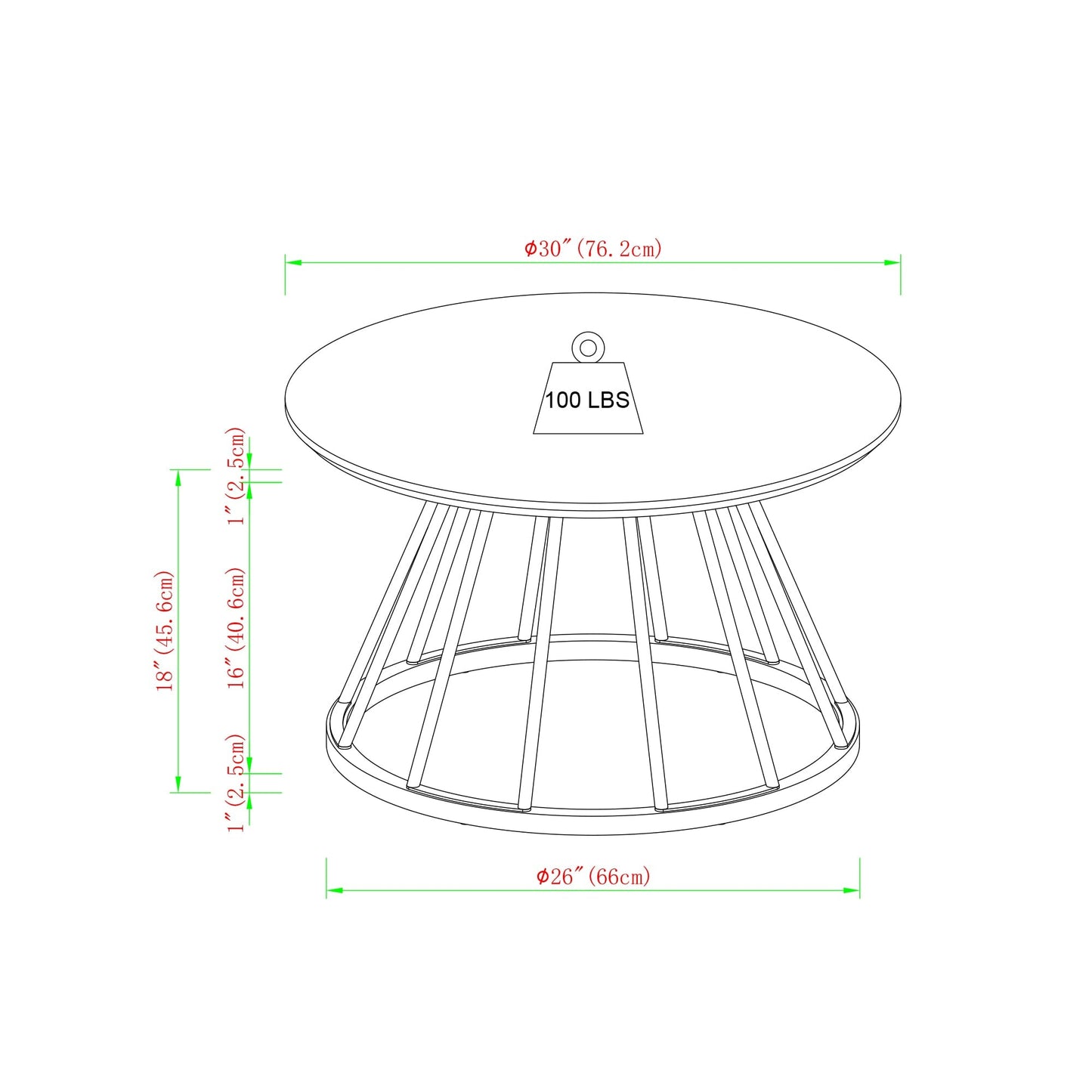 Vivian Modern Round Coffee Table with Metal Base