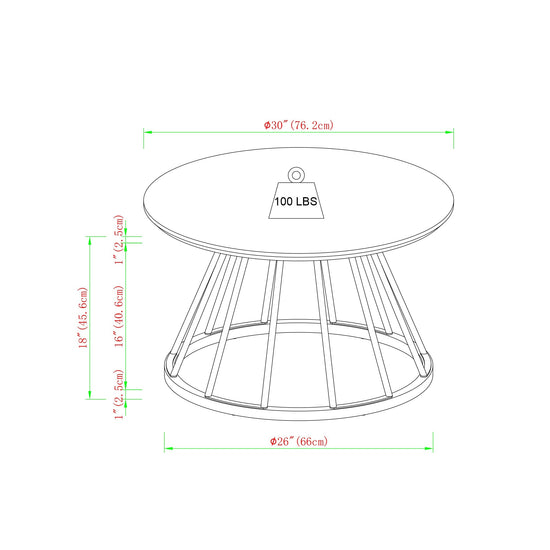 Vivian Modern Round Coffee Table with Metal Base