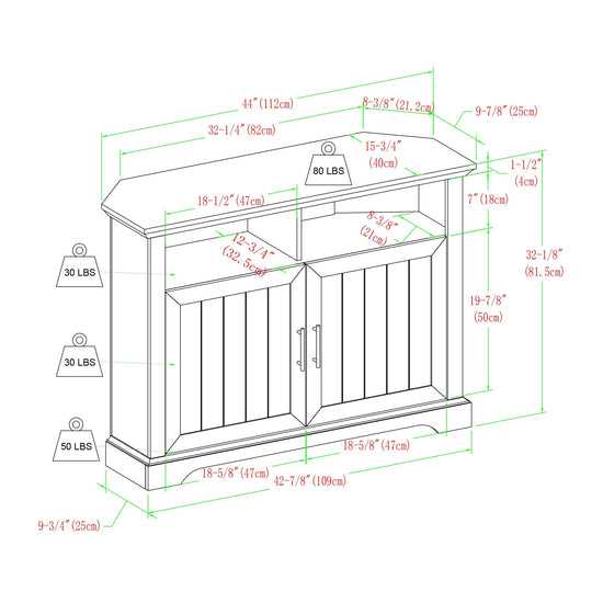 Columbus 44" Grooved Door Corner TV Stand