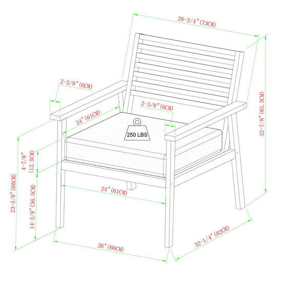 Zander 4-Piece Mid-Century Modern Acacia Outdoor Slat-Back Chat Set with Coffee Table