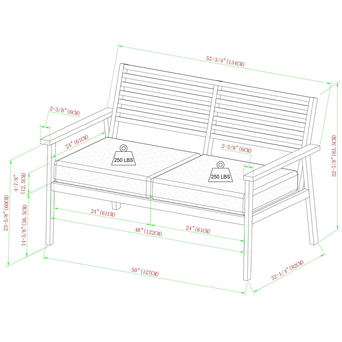 Zander 4-Piece Mid-Century Modern Acacia Outdoor Slat-Back Chat Set with Coffee Table