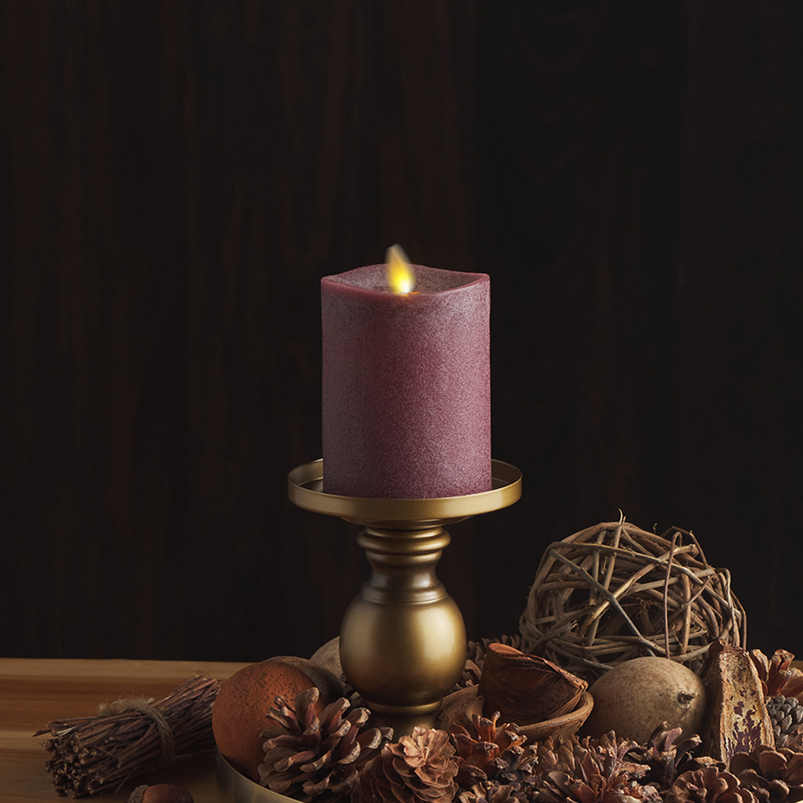 Chalky Raisin Flameless Candle Pillar