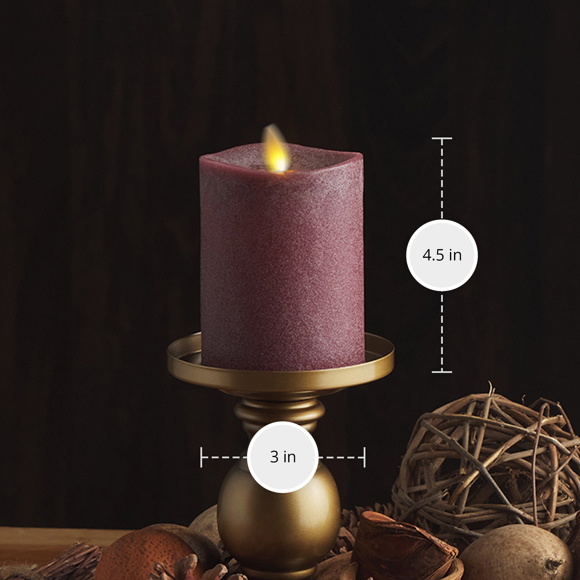 Chalky Raisin Flameless Candle Pillar