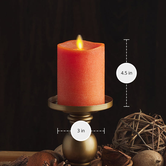 Chalky Burnt Orange Flameless Candle Pillar