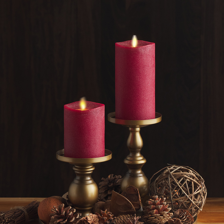 Chalky Red Flameless Candle Pillar