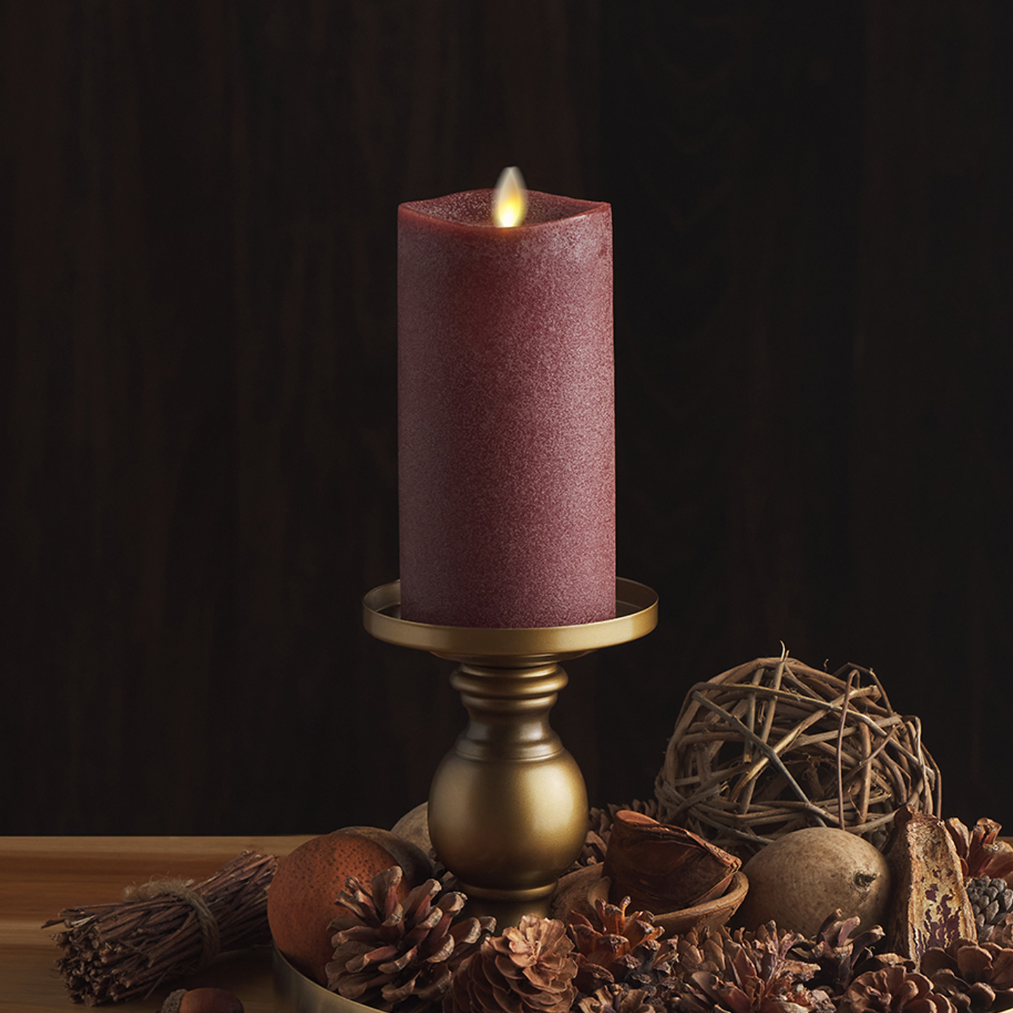 Chalky Raisin Flameless Candle Pillar