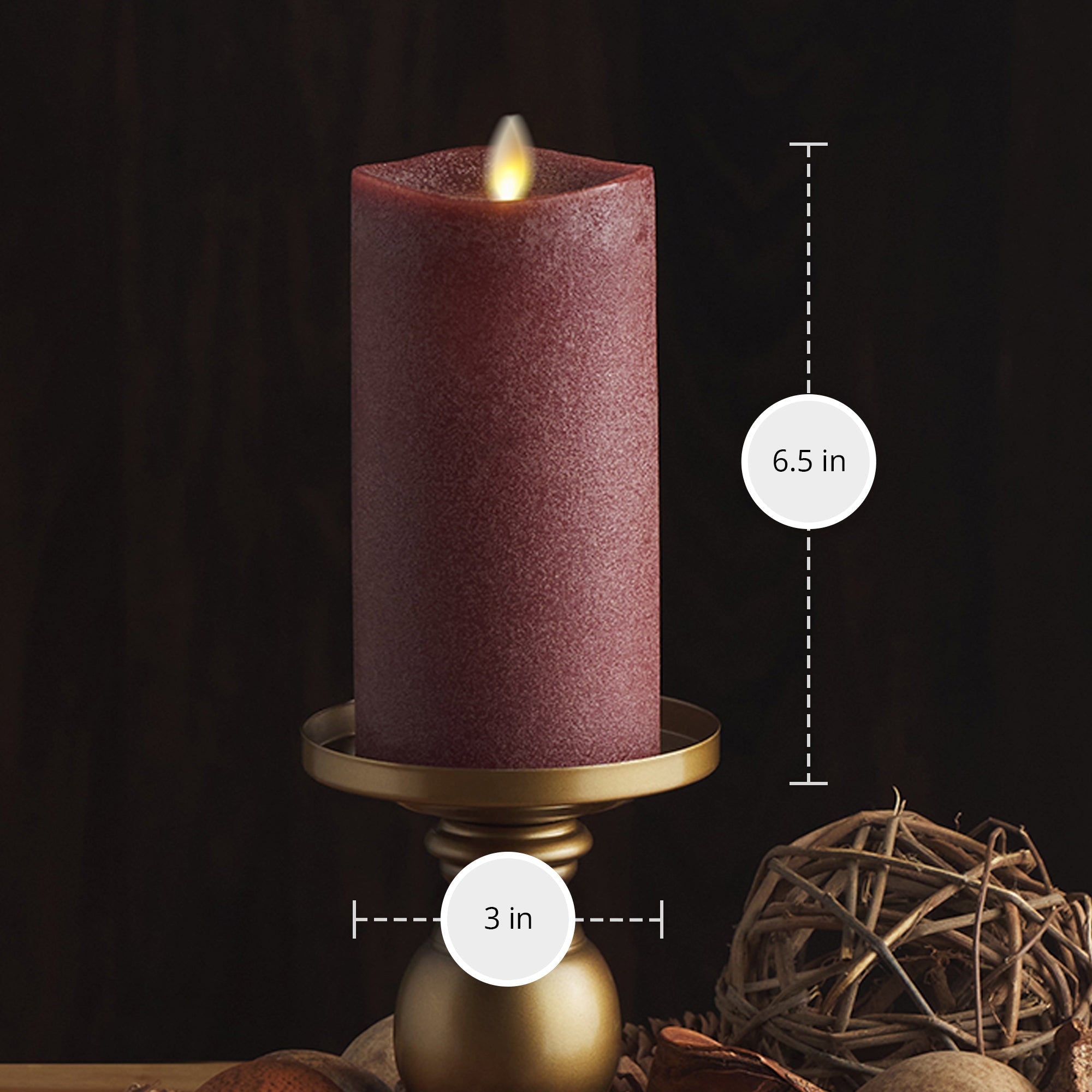 Chalky Raisin Flameless Candle Pillar