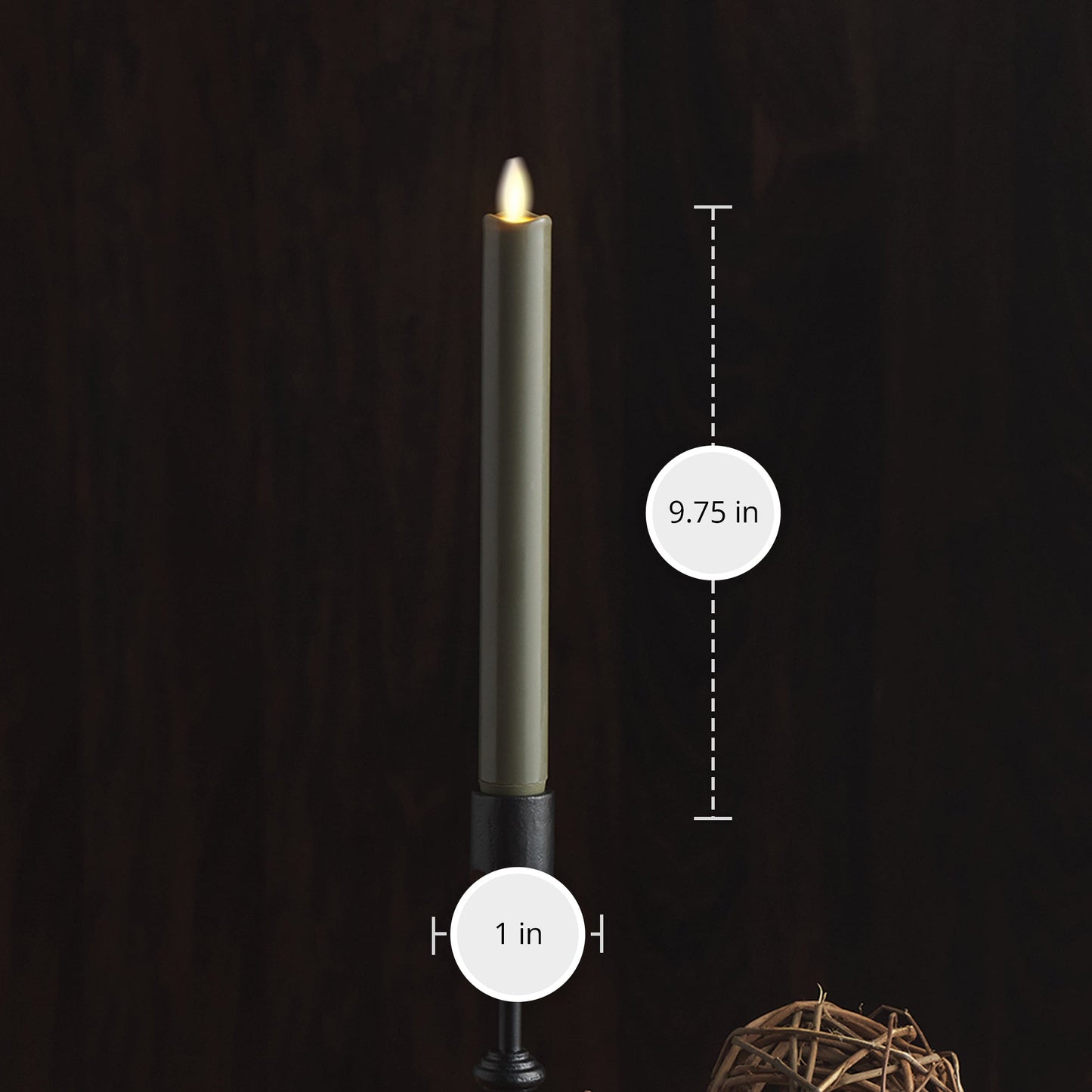 Stone Grey Flameless Candle Taper