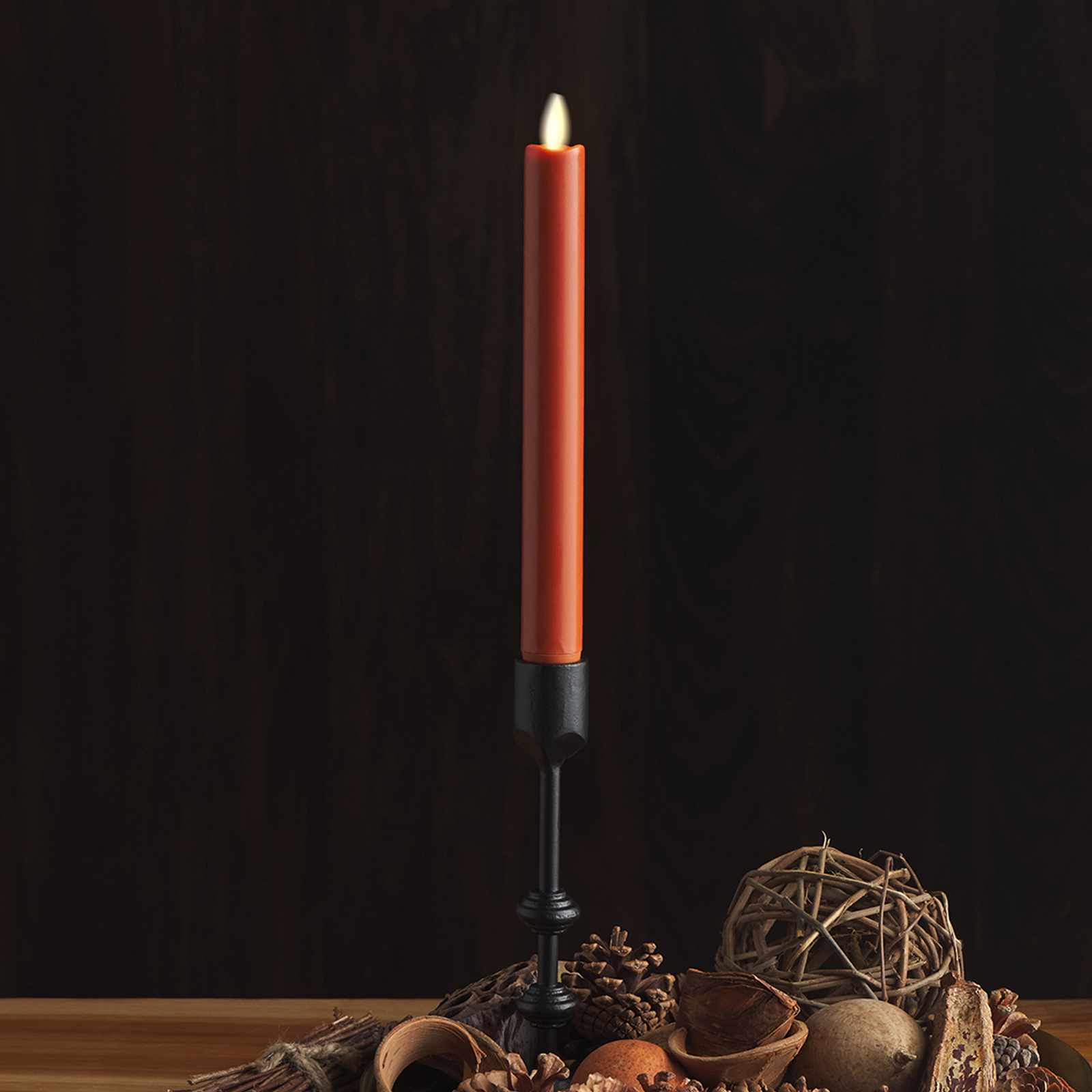 Burnt Orange Flameless Candle Taper