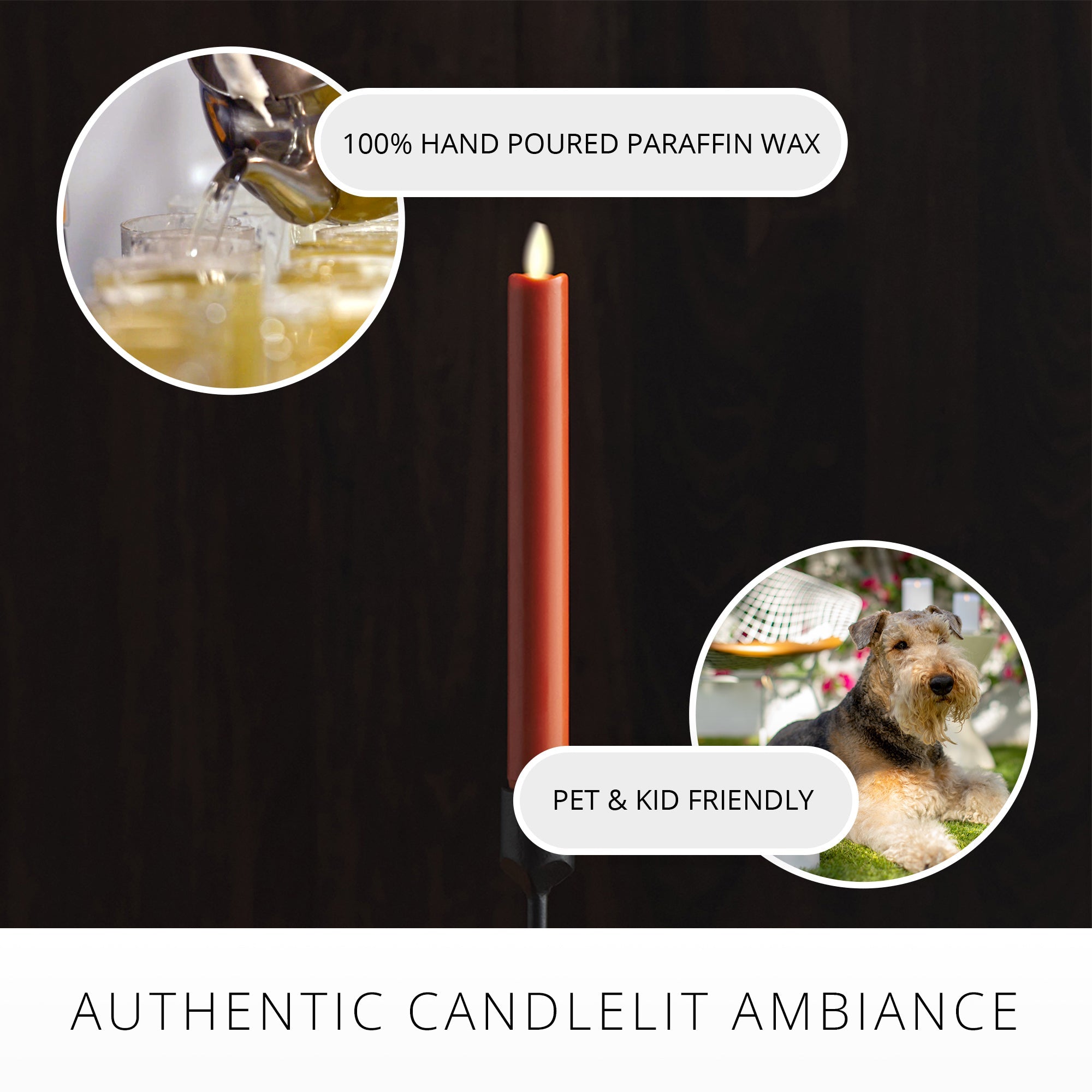 Burnt Orange Flameless Candle Taper